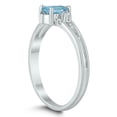 thumbnail image 2 of SZUL Women's 6X4MM Aquamarine and Diamond Pear Shaped Open Three Stone Ring in 10K White Gold, 2 of 4