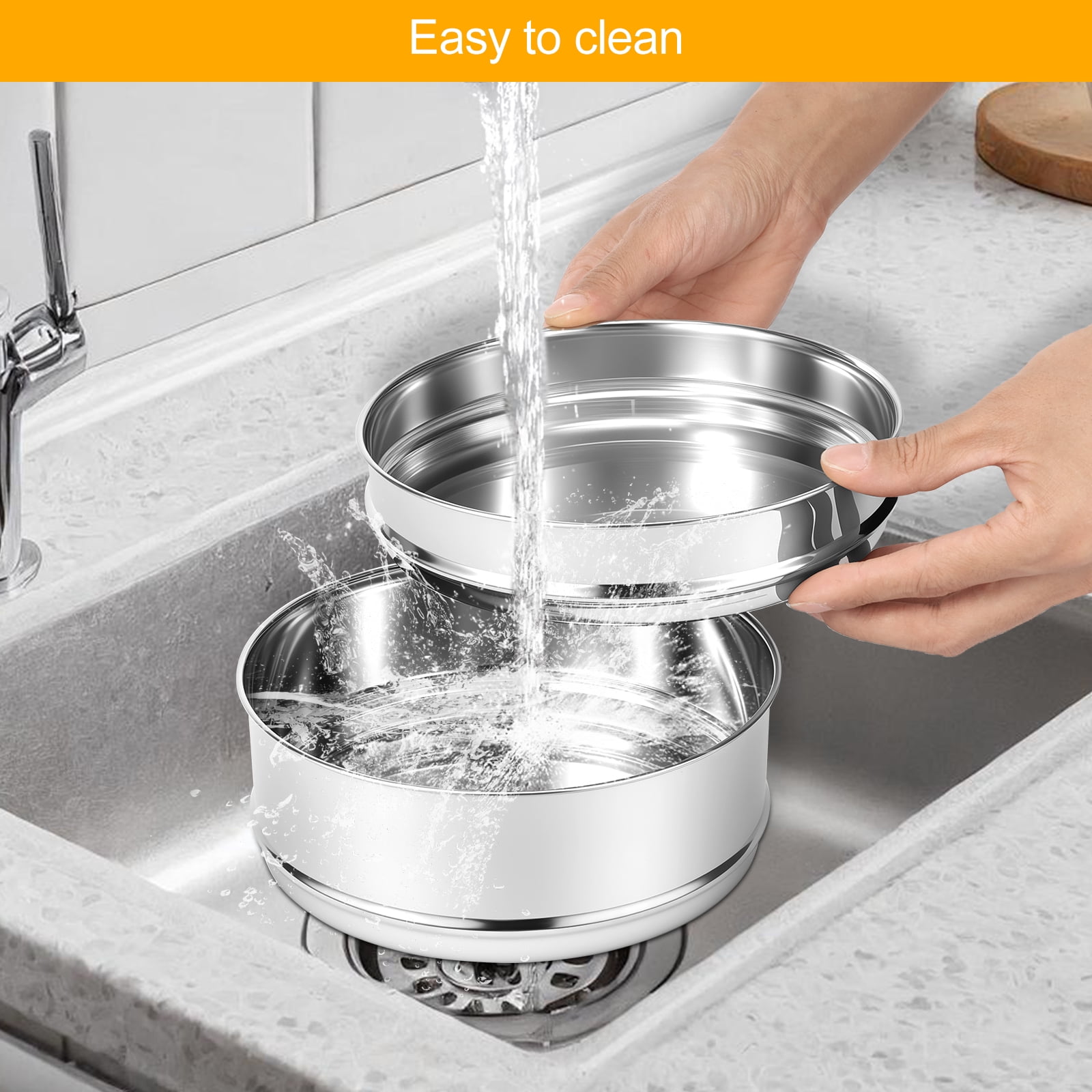 3 Tier Steamer Insert Pan 304 Stainless Steel Pressure Cooker Insert Pan Large Capacity Pressure Cooker Accessories for Steaming Vegetable Fish Meat