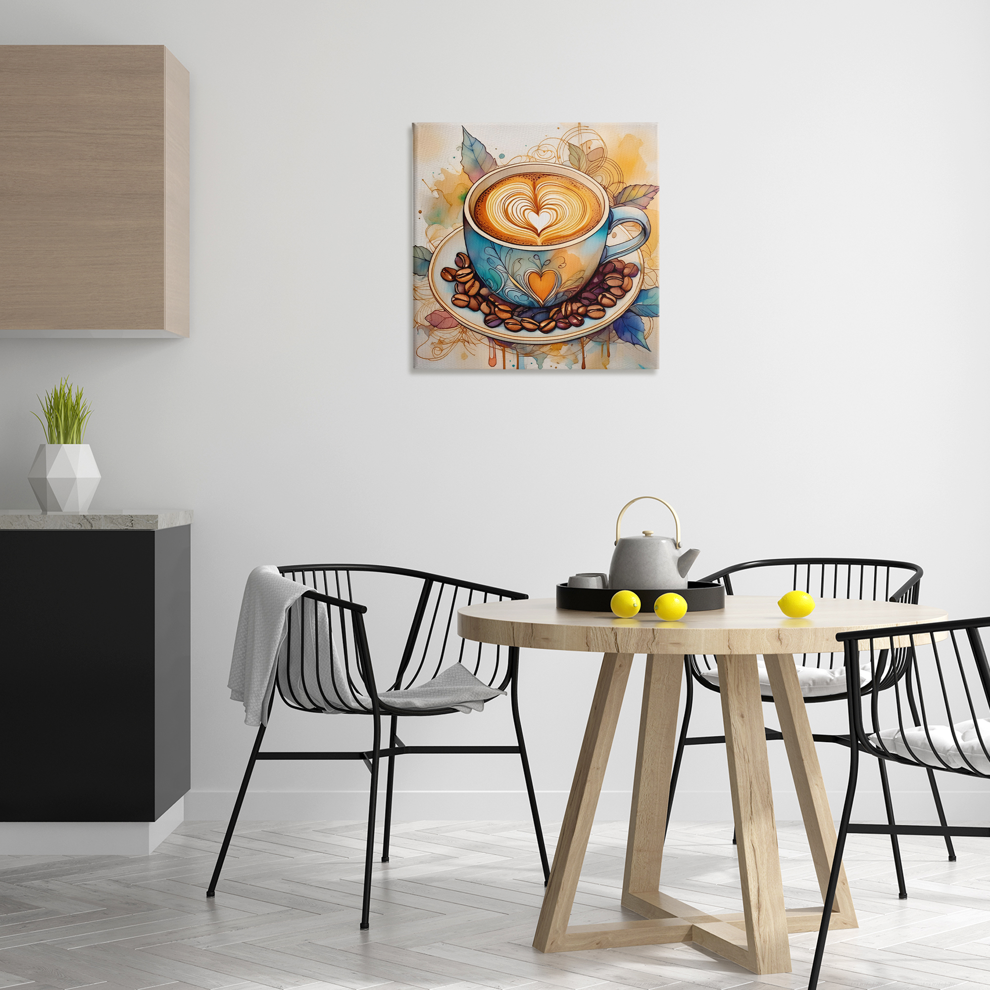 Stupell Industries Modern Café Latte Food & Beverage Painting Wrapped Canvas Art Print Wall Art, 24 x 24