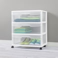 thumbnail image 4 of Sterilite 3 Drawer Wide Cart, Clear Plastic Storage Drawers, Wheels Included, White, 4 of 8