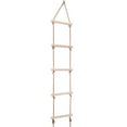 thumbnail image 2 of Outdoor Climbin Kids Playhouse Wood 5 Rungs Rope Climbing Ladder Toy, 2 of 6