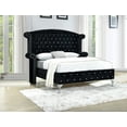 thumbnail image 2 of Modern 5Pc King Size Bed Dresser Mirror Nightstand Set Master Bedroom Furniture Black Velvet, 2 of 5