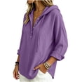 thumbnail image 4 of Axiiglly Shirts for Women, Long Sleeves Drawstring V Neck Casual Hoodies, Solid Color Lightweight Outdoor Tops, S-2XL, 4 of 5