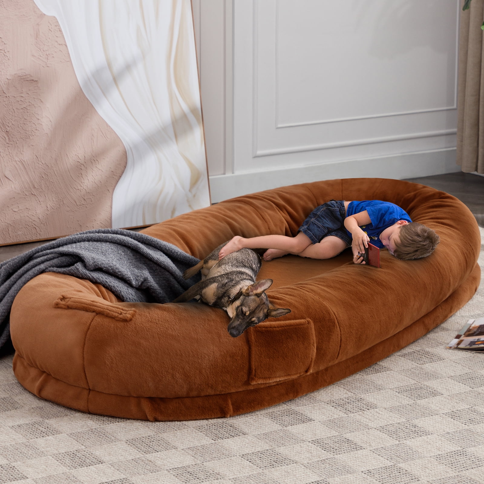 BOZTIY Human Dog Bed 72 in. x 51 in. x 12 in. Giant Dog Bed for Adults &  Pets Washable Large Bean Bag Bed for Humans (L, Khaki) I1600142-KH-LDH -  The Home Depot