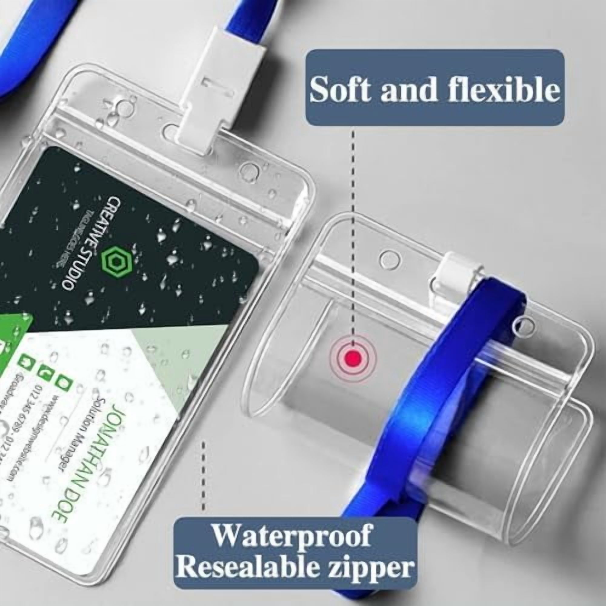 50Pcs Badge Holder, Extra Thick ID Card Name Badge Holder, Vertical Name tag Holder with Waterproof Type Resealable Zip