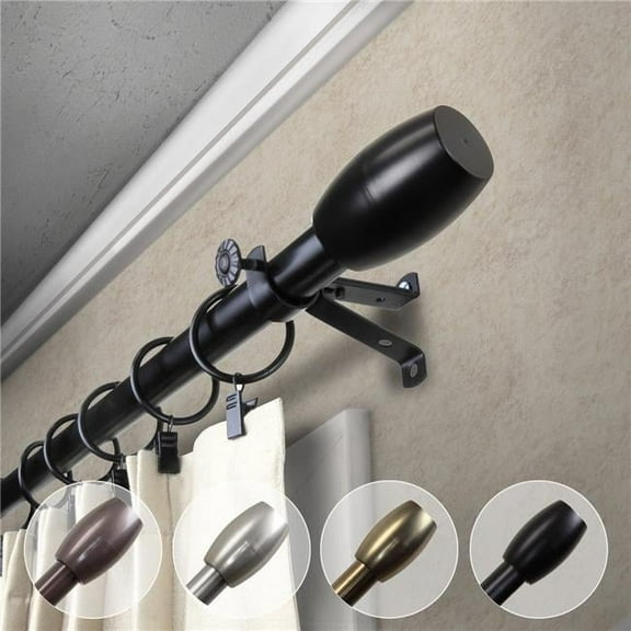 Central Design 4829-992 0.812 in. Dia. Julie Curtain Rod, Black - 120-170 in.