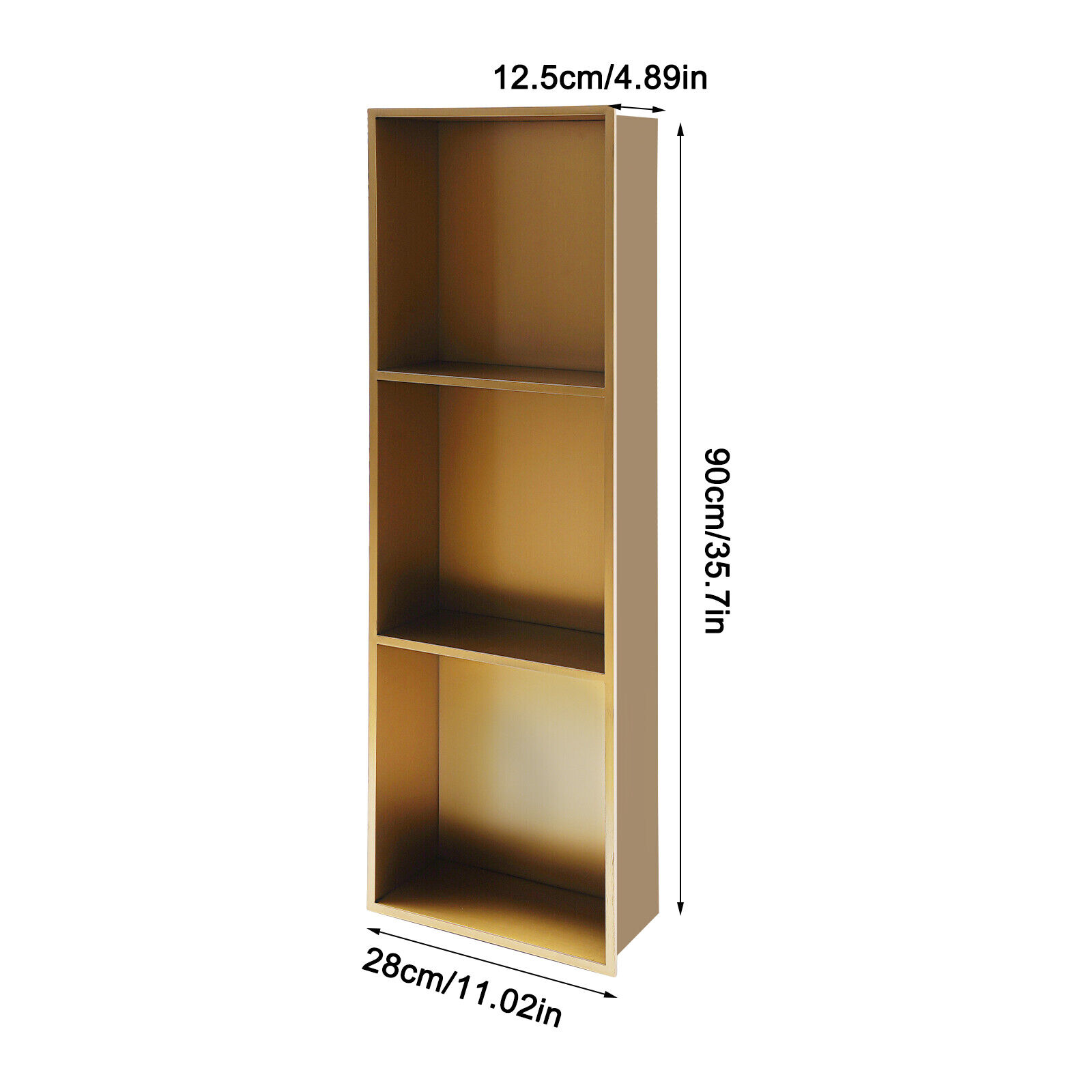3 Tiers Recessed Shower Indoor Storage Shelf Stainless Steel Bathtub Organizer for Bathrooms, Kitchens, Living Rooms