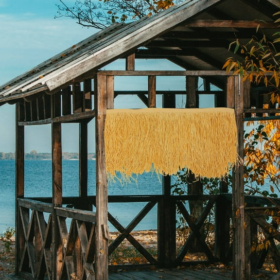 FRCOLOR Synthetic Thatch Grass Roof Mexican Tiki Bar Grass Decorations Fireproof Artificial Straw Roll Palapa Thatch Roofing For Garden Fence Patio Diy Crafts Light Brown