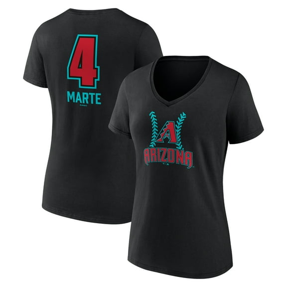 Women's Ketel Marte Black Arizona Diamondbacks Name & Number Fastball V-Neck T-Shirt