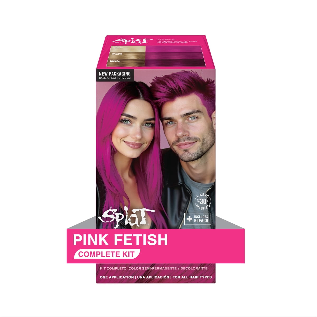Splat Complete Kit, Pink Fetish Hair Color, Semi-Permanent Hair Dye with Bleach