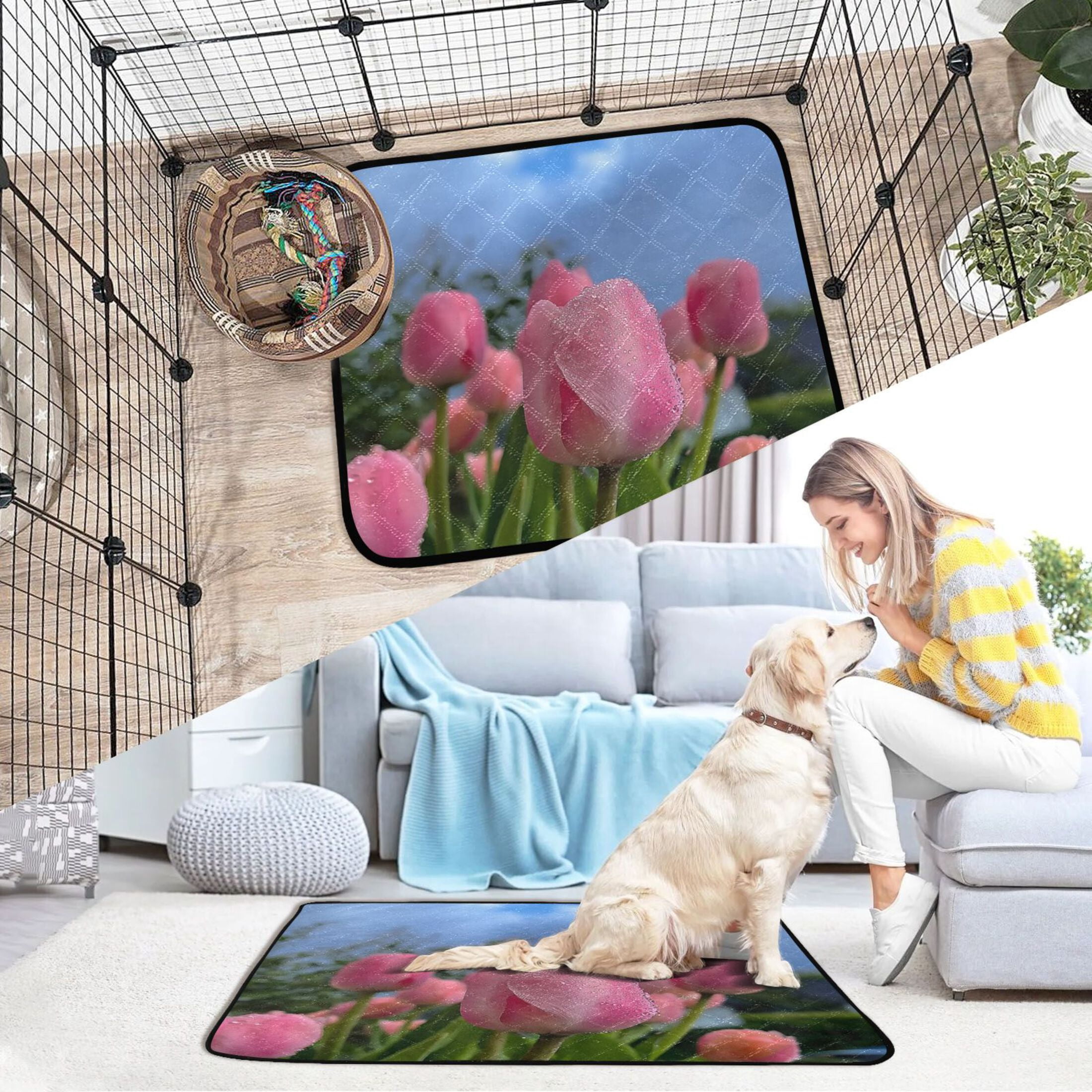 IAUYY Washable Pee Pads for Dogs Smallx3 Absorbent and Leak-Proof Non-Slip Reusable Puppy Pee Pads for Dogs Applicable to Playpen Potty Crate The Sky Garden's Scenery