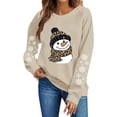 thumbnail image 2 of Women's Snowman Graphic Sweatshirt Crew Neck Long Sleeve Snowflake Sleeve Casual Pullover Top, 2 of 6