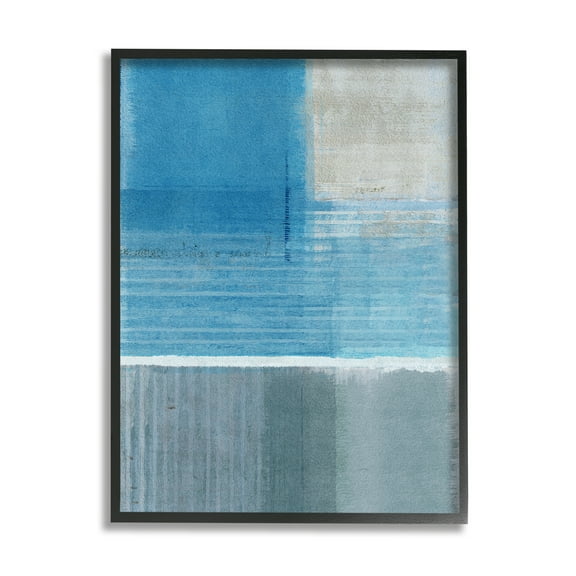 Stupell Industries Grey & Blue Painting Abstract Painting Black Framed Art Print Wall Art, 11 x 14
