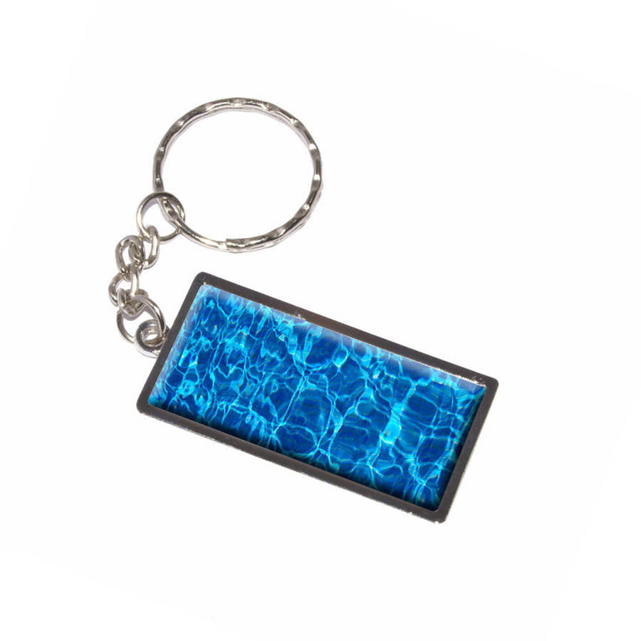Swimming Pool Blue Water Keychain Key Chain Ring