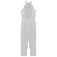 thumbnail image 6 of Sxiwei Womens Shiny Sequins Fringe Jumpsuit Jazz Costume Flowy Tassel Leotard Performance Dancewear Silver L, 6 of 7