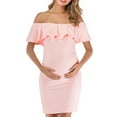 thumbnail image 1 of ZLight Robe de Maternité d'Allaitement Selfiee pour Femmes avec Volants Robe d'Allaitement pour Femmes 00011 Bourgogne Grand Rose S, 1 of 6