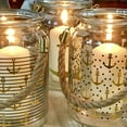 thumbnail image 6 of Beach Chic Nautical Hurricanes, Set of 3, Rustic Rope Handles, Anchors Away Pattern, Candle Holder, for LED or Wax Votive, Pillar or Tealights, Wind Lights, 6 Inches Tall Cape Cod Style, 6 of 6