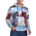 thumbnail image 2 of Kdxio Red And White Bird Couple Print Mens Casual Hooded Collar Drawstring Hoodies Pullover Sweatshirts Casual Long Sleeve Shirts-4X-Large, 2 of 7