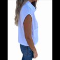 thumbnail image 2 of Camisa de y Algodón para Mujer, Blusa Holgada de Verano con Cuello en V y Corta, Informal, Color , Talla M, 2 of 9
