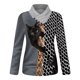 thumbnail image 3 of Puntoco Mujeres Casual tops Cruz Cuello en V Botones Impresión Manga Larga Suéteres Blusa Puntoco Puntoco-7074, 3 of 4