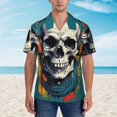 thumbnail image 2 of Pofeuu Modern Hip-Hop Skull Print Hawaiian Shirt for Men Sleeves Casual Button Down Summer Beach Dress Shirts T-Shirts,Medium, 2 of 7