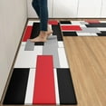 thumbnail image 2 of Red Anti-Fatigue Kitchen Rug Set of 2 Black Grey White Abstract Geometric Cushioned Kitchen Floor Standing Mat Waterproof Non-Slip Kitchen Mats and Rugs PVC Ergonomic Comfort Foam Rug, 2 of 6