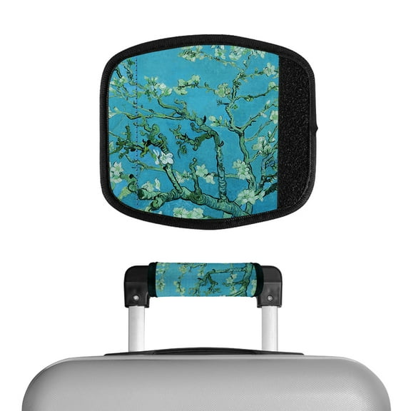 WIRESTER 1pc Neoprene Luggage Handle Cover, Neoprene Rectangle Soft Luggage Box Car Door Handle Cover Wrap Grips Suitcase Travel Tags - Almond Blossom Van Gogh