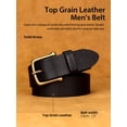 thumbnail image 3 of Catelles Men's Genuine Leather Pin Brass Buckle Black Belt, Business Casual Wear&For waist 50in Width 1.5in(3.8cm), 3 of 8