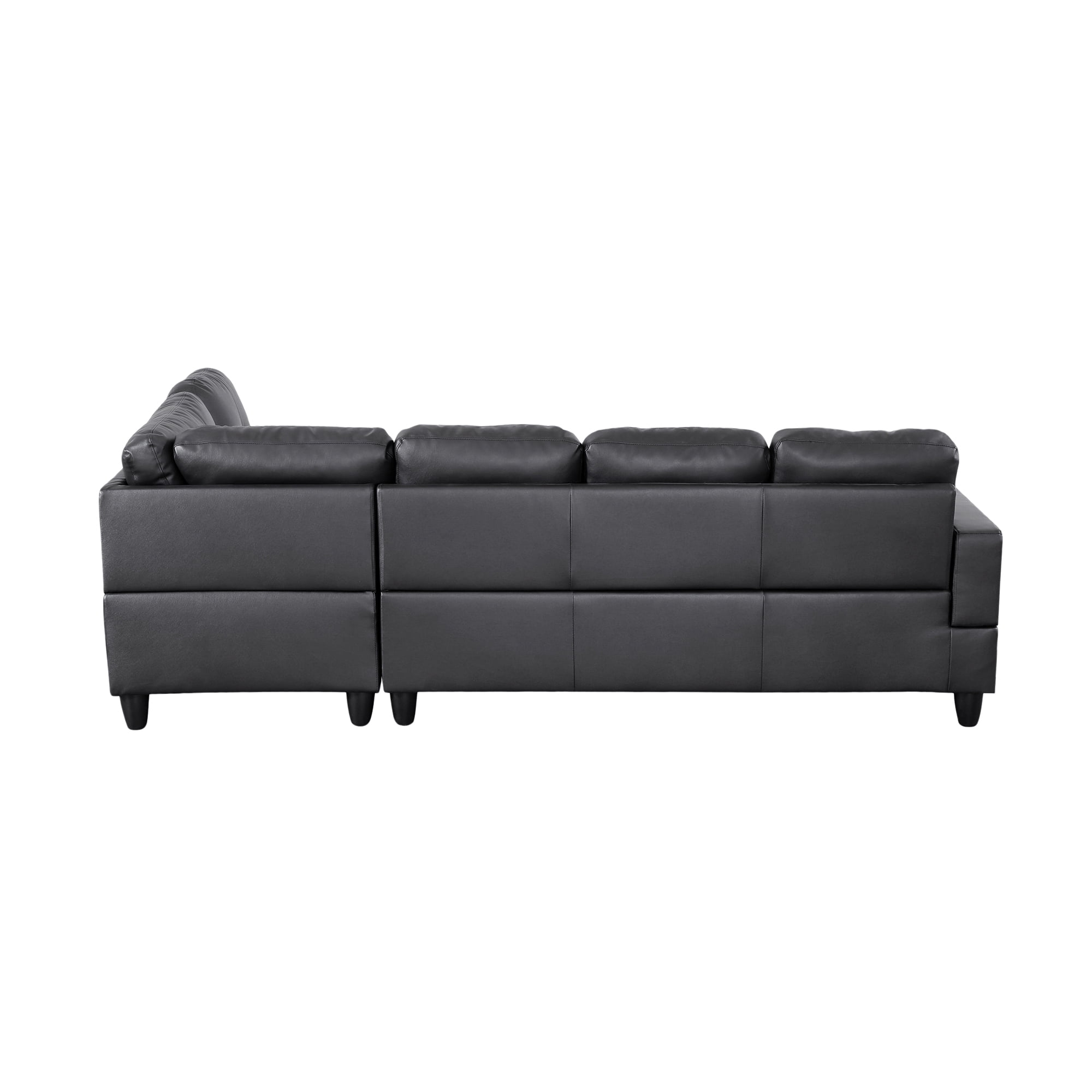 MAYEERTY 103.5" Modular Sofa, 2-Piece Sectional Couches for Living Room, Faux Leather Sofa Set without Ottoman, Black(Right)