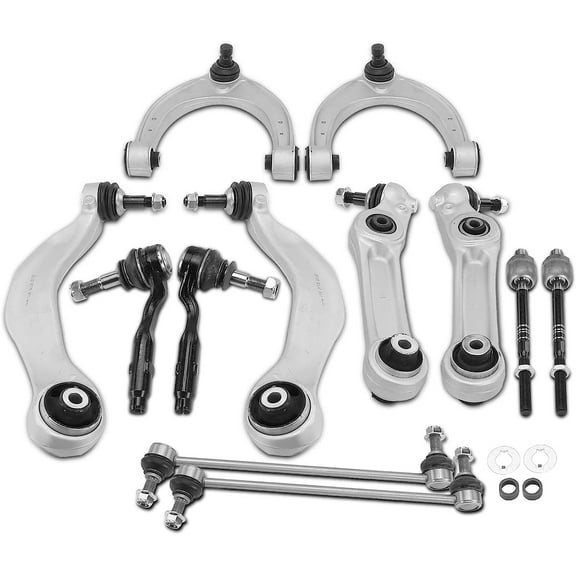 A-Premium 12Pcs Front Suspension Kit, Lower and Upper Control Arm Ball Joint Stabilizer Bar Link Tie Rod End Compatible with BMW 528i, 535d, 535i, 550i, 640i, 640i Gran Coupe, 650i, ActiveHybrid 5