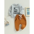 thumbnail image 4 of Toddler Baby Boy Clothes Crewneck Sweatshirt 6M 12M 18M 24M 3Y Long Sleeve Shirt with Elastic Waist Pants Set Fall Winter Outfits, 4 of 10