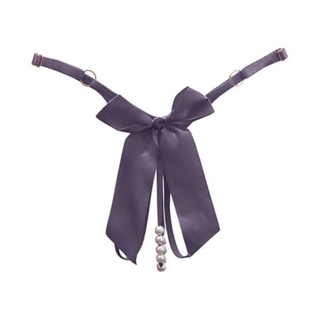 DQRPSEETB Fashion Women Underwear Cutout Pendant Pearl Beads Butterfly G String Thong Underpants for Valentine s Day Gift
