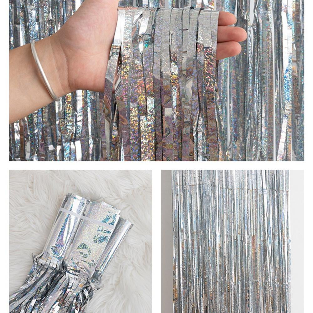 Gold Panel Metallic Tinsel Foil Fringe Curtain Photo Backdrop Party  Streamers Decor 39.4*78.7