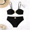 thumbnail image 2 of Ticikt Women 2 Piece Bikini Sets Seashell Ring Swimsuit High Waisted Cutout 2026 Beach Summer Swim Bathing Suits,Color:Black,L, 2 of 3