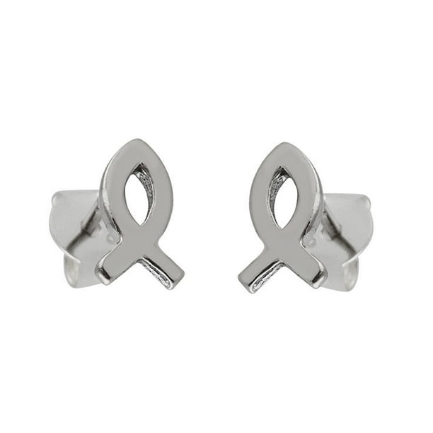 Fashionjunkie4Life - Sterling Silver Christian Fish Ichthus Post Stud ...