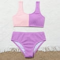 thumbnail image 2 of Kids Girls' 2 Piece Swimsuits Colorblock Spaghetti Strap Cute Bikini Set Solid Sport High Waisted Bathing Suit for 7-14 Years, 2 of 4