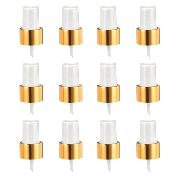 12 Pcs Gold White Spray Top, 24/410 Fine Mist Sprayer Reusable Replacement Spray Bottle Pump Plastic Top