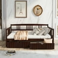 thumbnail image 3 of PAPROOS Full Size Daybed with Storage, Solid Wood Daybed with 2 Storage Drawers, Heavy Duty Daybed Frame, Living Room Sofa Bed, No Box Spring Needed, Espresso, 3 of 10