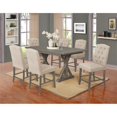 thumbnail image 2 of Ensemble de Salle à Manger en Bois Rustique 7pc avec Table et Chaises en Lin Beige, 2 of 5