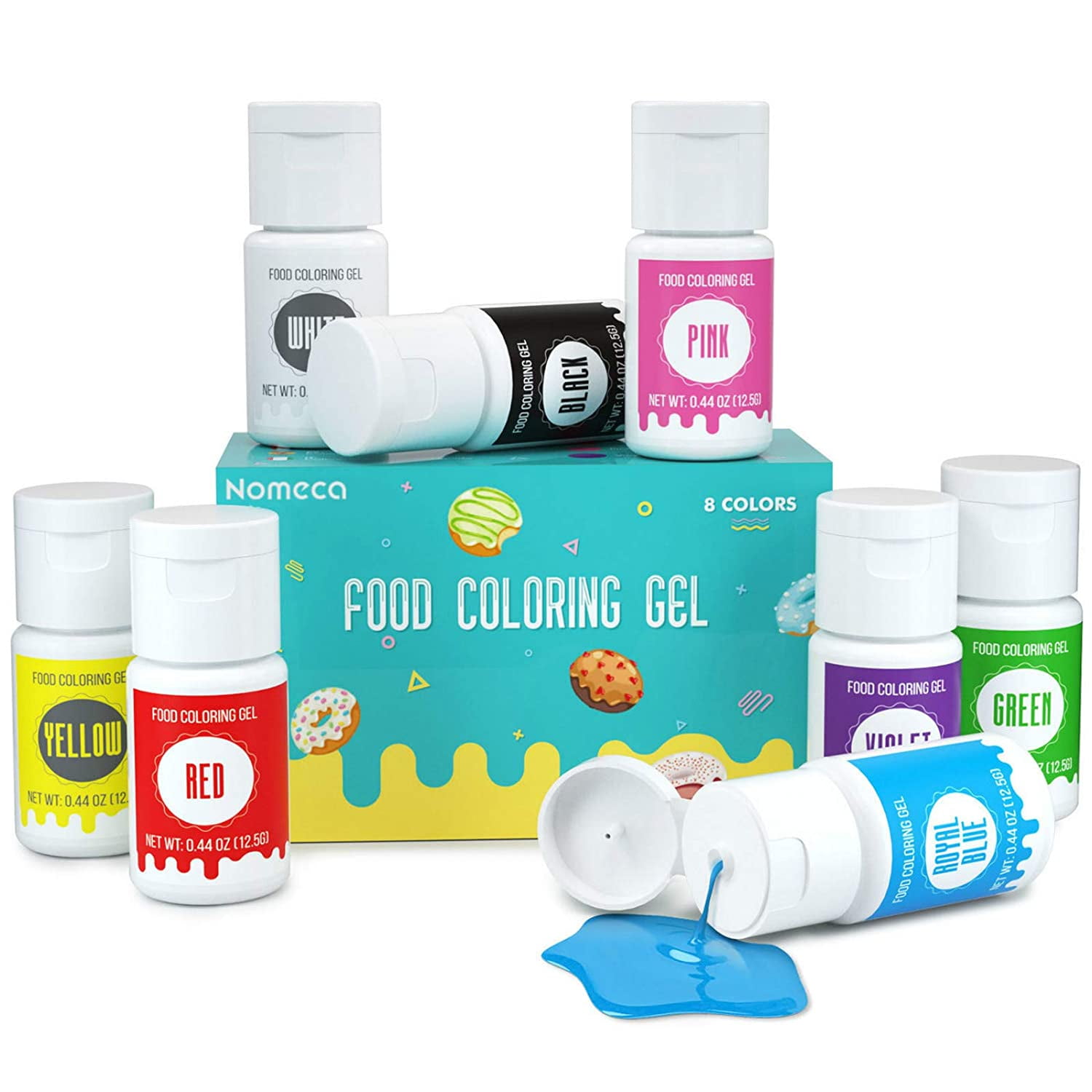 Nomeca 8 Color Gel Food Coloring Set, 0.44 fl.oz (12.5g) Bottle
