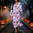 thumbnail image 5 of IUYRTFE Women Plus Size Halloween Print Long Sleeve Nightgown Loose Fit Sleep Dress for Fall Winter Lounge Wear, 5 of 8