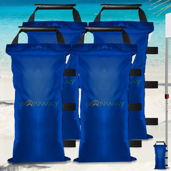 Juego de 4 Sacos de Arena SANWAY Mejorados para Pesos de Toldo, 54 kg, Azul