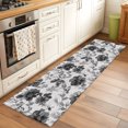 thumbnail image 3 of Gray Floral Washable Runner Rugs 2'x6', Vintage Black Flower Botanical Leaves Low Pile Throw Entryway Rug Non-Slip Sturdy Edge Binding Carpet for Indoor Bedside Entrance Bedside, 3 of 9