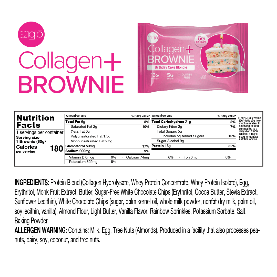 Gluten-Free Birthday Cake Blondie Collagen Protein + Brownie