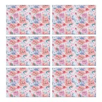 Pioneer Flower Floral Print Pattern Summer Placemats Table Placemats Set Of 6-Linen Kitchen Washable Placemats Table Mats 12x18 Inch Non-Slip Heat Resistant