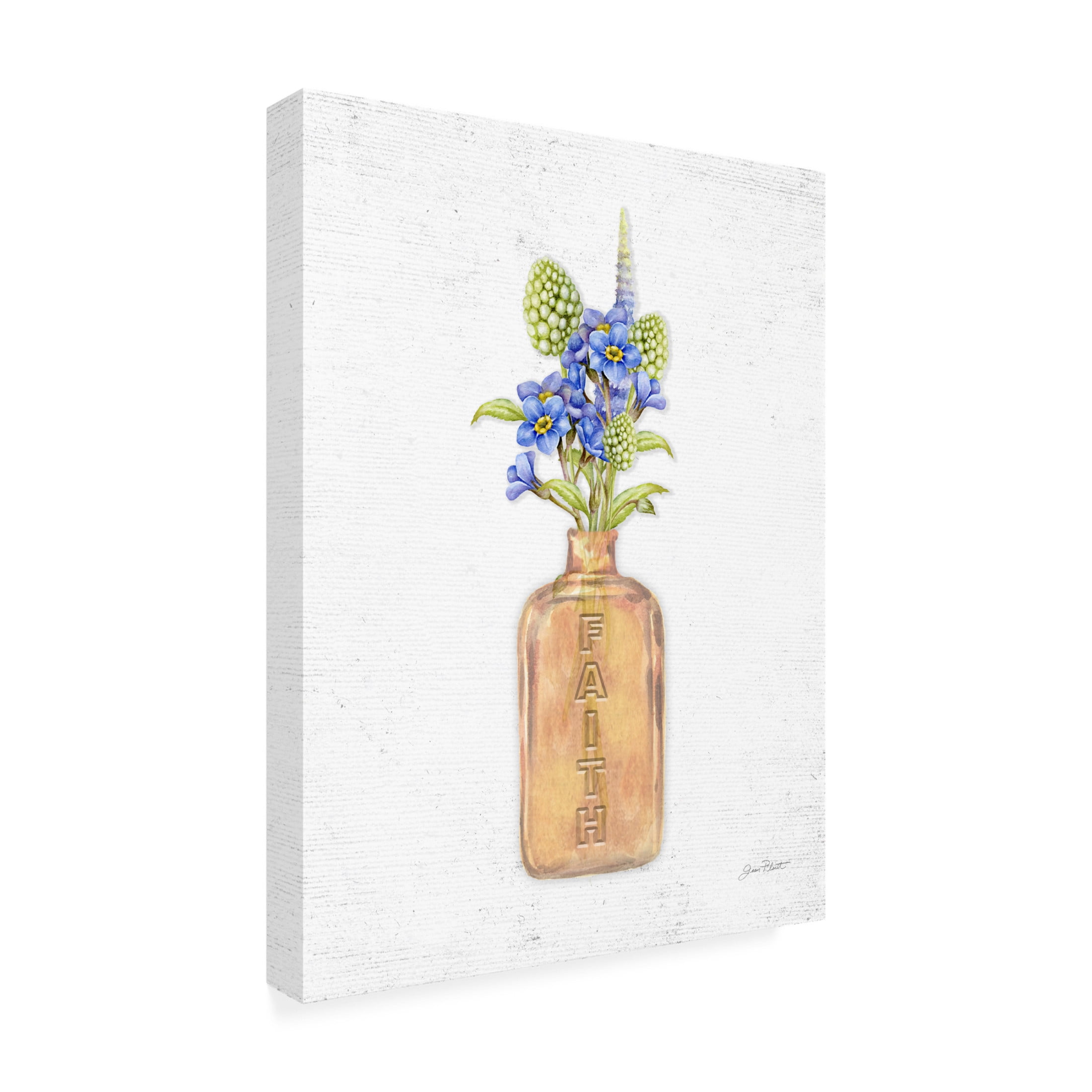 Canvas Wall Art - Jean Plout 'Florals In Bottles D' Wall Art for Living Room, Bedroom, or Office Décor by Trademark Fine Art - 18 x 24 Inches