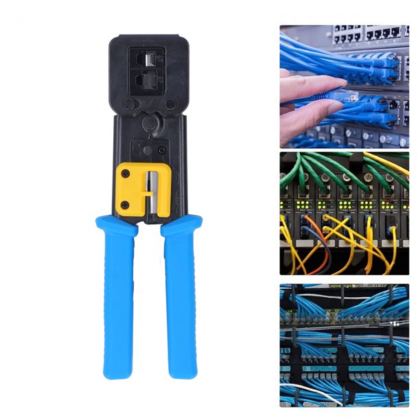 Herramienta De Engarzado Pass Thru CAT6 CAT5E, Todo En , Troquel Preciso, Kit De Herramientas De Engarzado RJ45 Que No Se Dobla, Profesional A Prueba De Herrumbre Con Pelacables