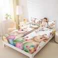 thumbnail image 3 of Erosebridal Colorful Easter Eggs Bed Sheets,Cartoon Rabbit Pink Blossom Daisy Kids King Sheets For Girls 4-Piece, 3 of 6