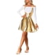 thumbnail image 4 of Faldas de tirantes metálicas INSPIRE CHIC para mujeres, falda A-line de cintura alta para fiestas, M dorado, 4 of 5