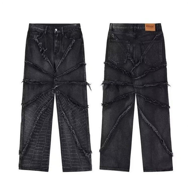 Y2K Punk Black American Street Rock Retro High Waist Jeans Y2K Punk Black American Street Rock Retro High Waist Jeans